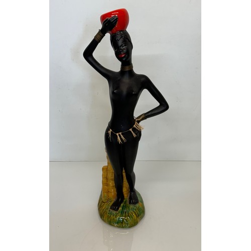 77 - Decorative figurine of a naked black female with a bowl balanced on her head. 45 cm tall.

This lot ... 