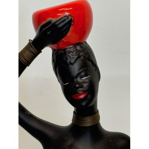 77 - Decorative figurine of a naked black female with a bowl balanced on her head. 45 cm tall.

This lot ... 