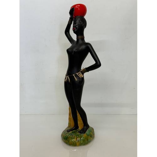 77 - Decorative figurine of a naked black female with a bowl balanced on her head. 45 cm tall.

This lot ... 