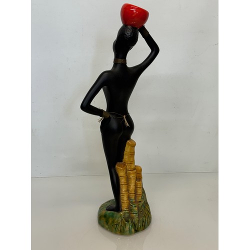 77 - Decorative figurine of a naked black female with a bowl balanced on her head. 45 cm tall.

This lot ... 