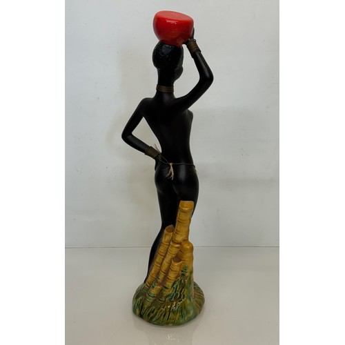 77 - Decorative figurine of a naked black female with a bowl balanced on her head. 45 cm tall.

This lot ... 