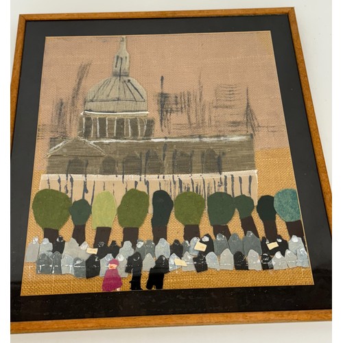 87 - Mid-century art, a framed collage of St Pauls Cathedral, 52 x 46 cm.

This lot is available for in-h... 