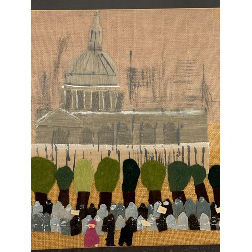 87 - Mid-century art, a framed collage of St Pauls Cathedral, 52 x 46 cm.

This lot is available for in-h... 