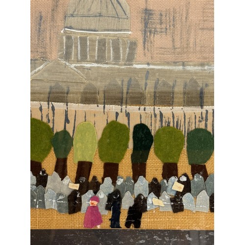 87 - Mid-century art, a framed collage of St Pauls Cathedral, 52 x 46 cm.

This lot is available for in-h... 