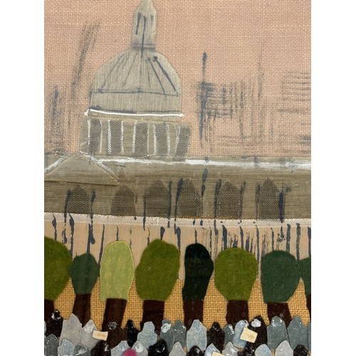 87 - Mid-century art, a framed collage of St Pauls Cathedral, 52 x 46 cm.

This lot is available for in-h... 