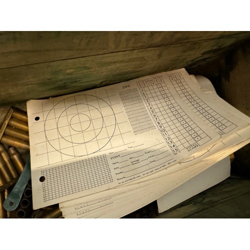 98 - Two military wooden Ammunition / instrument crates targets cases and clips etc.

This lot is availab... 