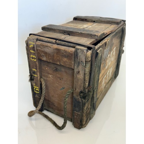 98 - Two military wooden Ammunition / instrument crates targets cases and clips etc.

This lot is availab... 