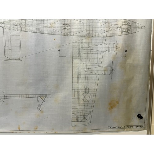 410 - Military aircraft plans for US PBSY-5 Coronado. 120cm x 80cm. Part of a large collection of printed ... 