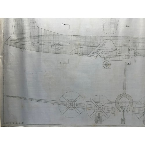 412 - Military aircraft plans for US Douglas C.74 Globenmaster. 120cm x 80cm. Part of a large collection o... 