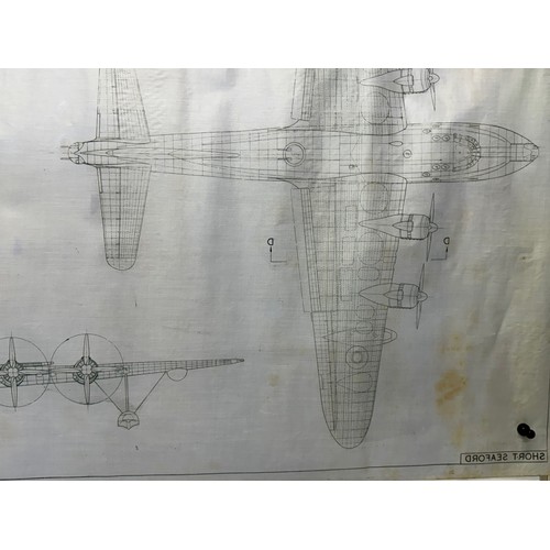 413 - Military aircraft plans for RAF Short Seaford. 120cm x 80cm. Part of a large collection of printed p... 