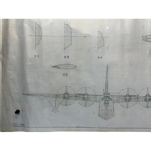 413 - Military aircraft plans for RAF Short Seaford. 120cm x 80cm. Part of a large collection of printed p... 