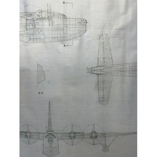 413 - Military aircraft plans for RAF Short Seaford. 120cm x 80cm. Part of a large collection of printed p... 