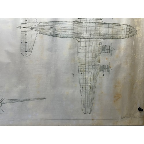 414 - Military aircraft plans for RAF Hadley Page Hastings. 120cm x 80cm. Part of a large collection of pr... 