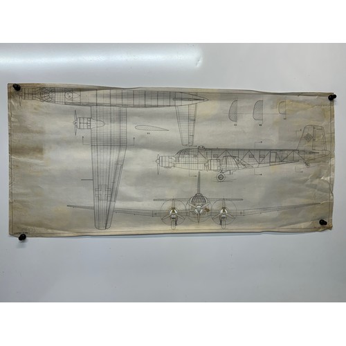 416 - Military aircraft plans for German Junkers JU252. 90cm x 40cm. Part of a large collection of printed... 