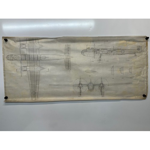 417 - Military aircraft plans for German Focke Wulf FW 191A. 90cm x 40cm. Part of a large collection of pr... 