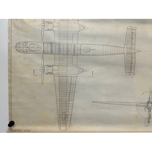 417 - Military aircraft plans for German Focke Wulf FW 191A. 90cm x 40cm. Part of a large collection of pr... 