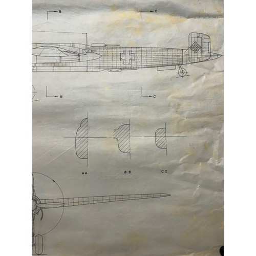 417 - Military aircraft plans for German Focke Wulf FW 191A. 90cm x 40cm. Part of a large collection of pr... 