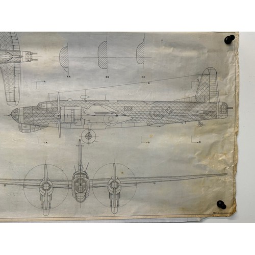 435 - Military aircraft two plans for RAF Vickers Armstrongs Warwick ASR V. 90cm x 40cm. Part of a large c... 