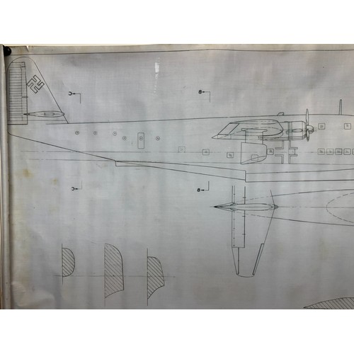 421 - Military aircraft plans for German Blohm Voss BV222 Wiking. 180cm x 80cm. Part of a large collection... 