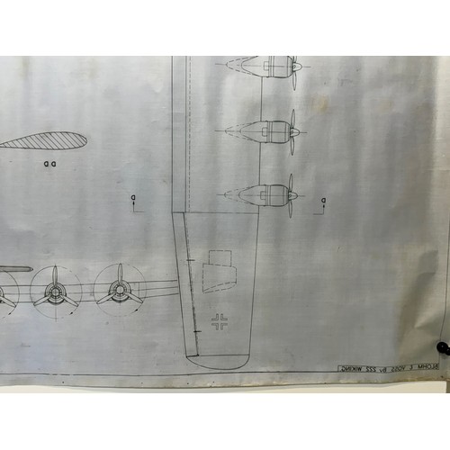 421 - Military aircraft plans for German Blohm Voss BV222 Wiking. 180cm x 80cm. Part of a large collection... 