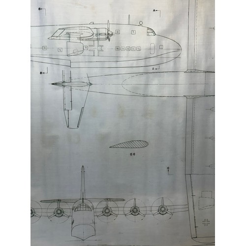 421 - Military aircraft plans for German Blohm Voss BV222 Wiking. 180cm x 80cm. Part of a large collection... 