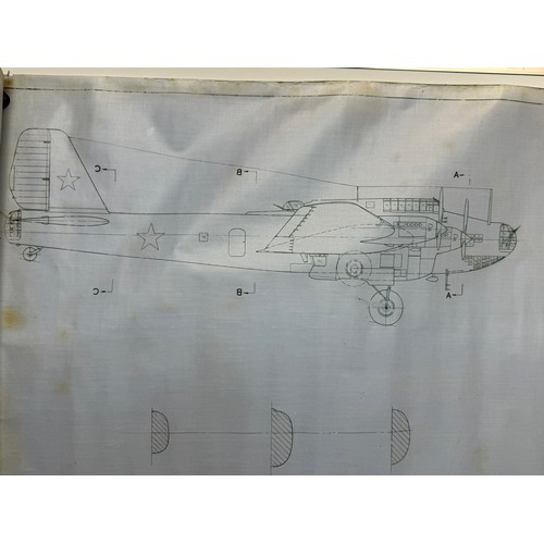 423 - Military aircraft plans for Russian TB7. 90cm x 40cm. Part of a large collection of printed plan dra... 