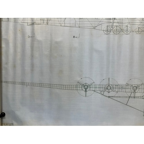 424 - Military aircraft plans for German Messerschmitt Me 323 Gigant. 90cm x 40cm. Part of a large collect... 