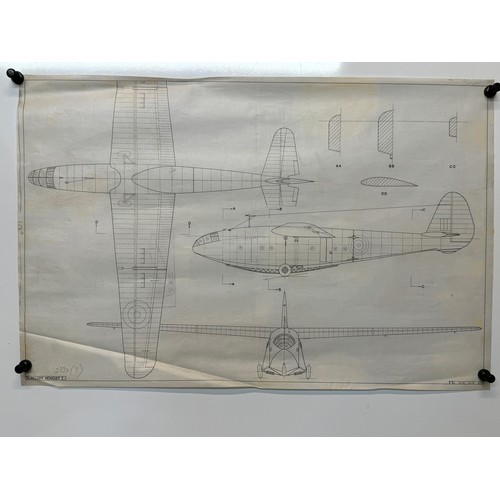 424 - Military aircraft plans for German Messerschmitt Me 323 Gigant. 90cm x 40cm. Part of a large collect... 