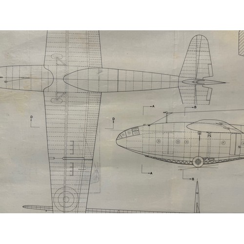 424 - Military aircraft plans for German Messerschmitt Me 323 Gigant. 90cm x 40cm. Part of a large collect... 