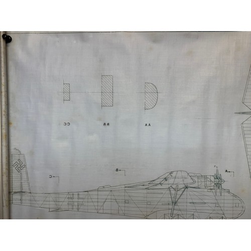 424 - Military aircraft plans for German Messerschmitt Me 323 Gigant. 90cm x 40cm. Part of a large collect... 