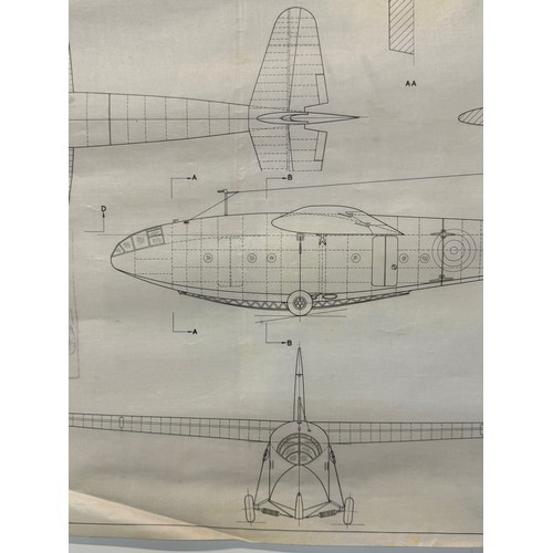 425 - Military aircraft plans for RAF Slingsby Hengist I. 60cm x 40cm. Part of a large collection of print... 