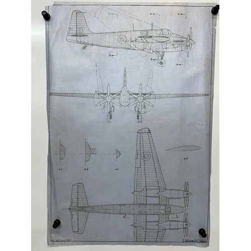 426 - Military aircraft plans for RAF Short Sturgeon I. 90cm x 40cm. Part of a large collection of printed... 