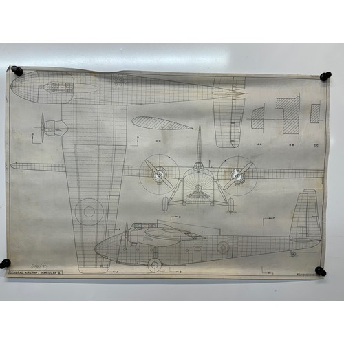 427 - Military aircraft plans for RAF General Aircraft Hamilcar X. 90cm x 40cm. Part of a large collection... 