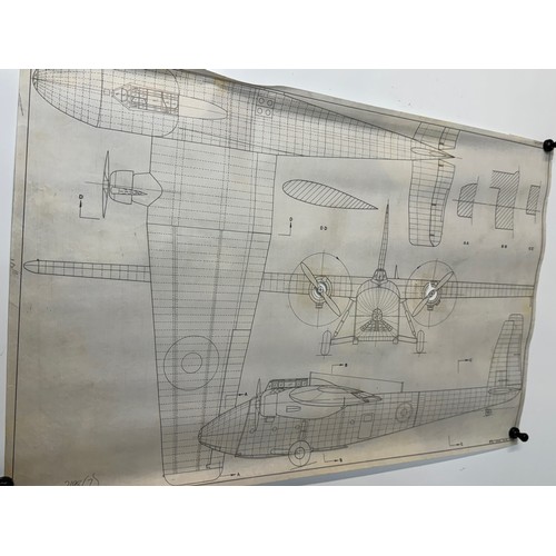 427 - Military aircraft plans for RAF General Aircraft Hamilcar X. 90cm x 40cm. Part of a large collection... 