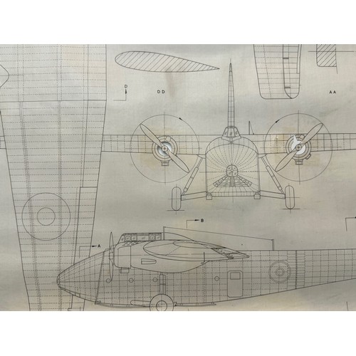 427 - Military aircraft plans for RAF General Aircraft Hamilcar X. 90cm x 40cm. Part of a large collection... 