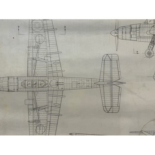 428 - Military aircraft plans for RAF Fairey Spearfish I. 90cm x 40cm. Part of a large collection of print... 