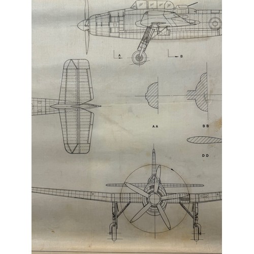 428 - Military aircraft plans for RAF Fairey Spearfish I. 90cm x 40cm. Part of a large collection of print... 