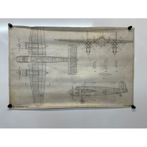 429 - Military aircraft plans for RAF Bristol Buckmaster T 166. 90cm x 40cm. Part of a large collection of... 