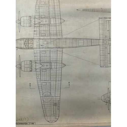 429 - Military aircraft plans for RAF Bristol Buckmaster T 166. 90cm x 40cm. Part of a large collection of... 