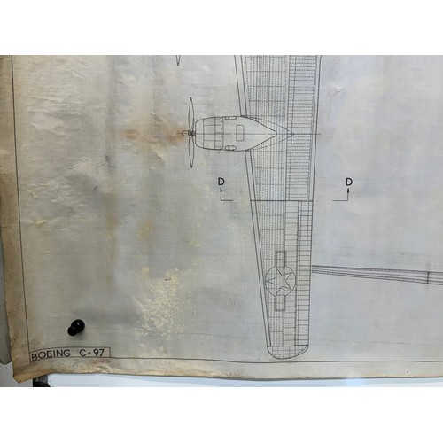 430 - Military aircraft two plans for US Boeing C-97. 90cm x 40cm. Part of a large collection of printed p... 