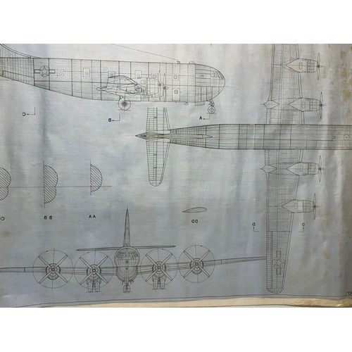 430 - Military aircraft two plans for US Boeing C-97. 90cm x 40cm. Part of a large collection of printed p... 