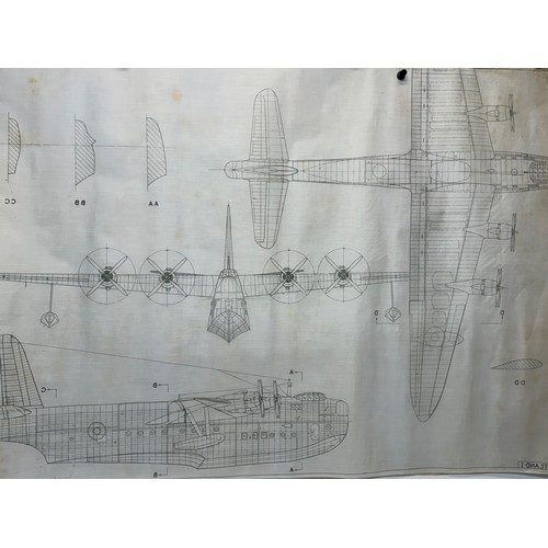 431 - Military aircraft two plans for RAF Short Shetland I. 120 cm x 80cm. Part of a large collection of p... 