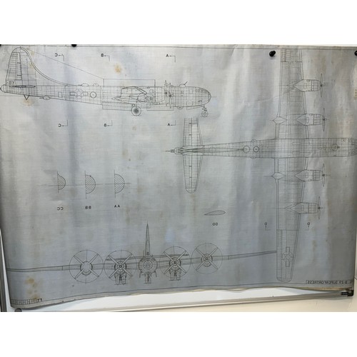 432 - Military aircraft plans for US Boeing B-29 Superfortress. 90cm x 40cm. Part of a large collection of... 