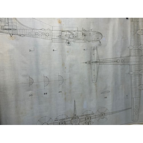 432 - Military aircraft plans for US Boeing B-29 Superfortress. 90cm x 40cm. Part of a large collection of... 