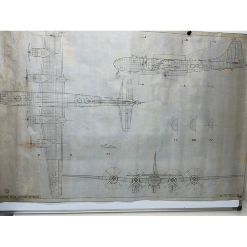 432 - Military aircraft plans for US Boeing B-29 Superfortress. 90cm x 40cm. Part of a large collection of... 