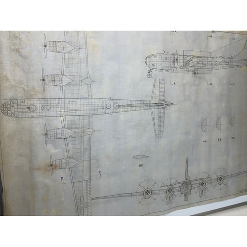 432 - Military aircraft plans for US Boeing B-29 Superfortress. 90cm x 40cm. Part of a large collection of... 