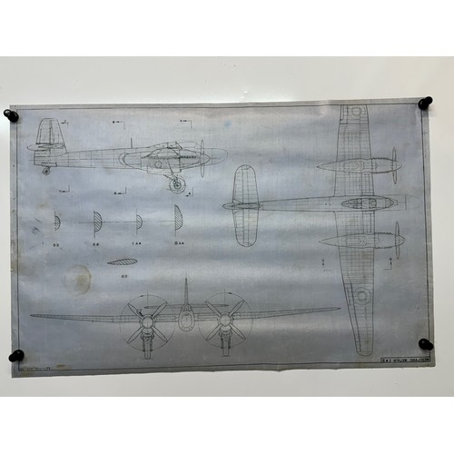 433 - Military aircraft plans for RAF Westland Welkin I & II. 90cm x 40cm. Part of a large collection of p... 