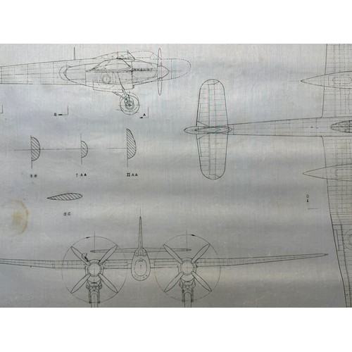 433 - Military aircraft plans for RAF Westland Welkin I & II. 90cm x 40cm. Part of a large collection of p... 