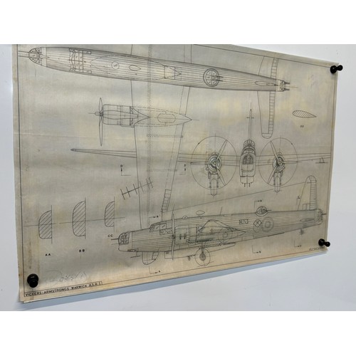 436 - Military aircraft two plans for RAF Vickers Armstrongs Warwick ASR I. 90cm x 40cm. Part of a large c... 