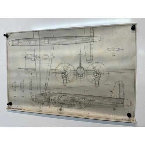 437 - Military aircraft two plans for RAF Vickers Armstrongs Warwick C III. 90cm x 40cm. Part of a large c... 